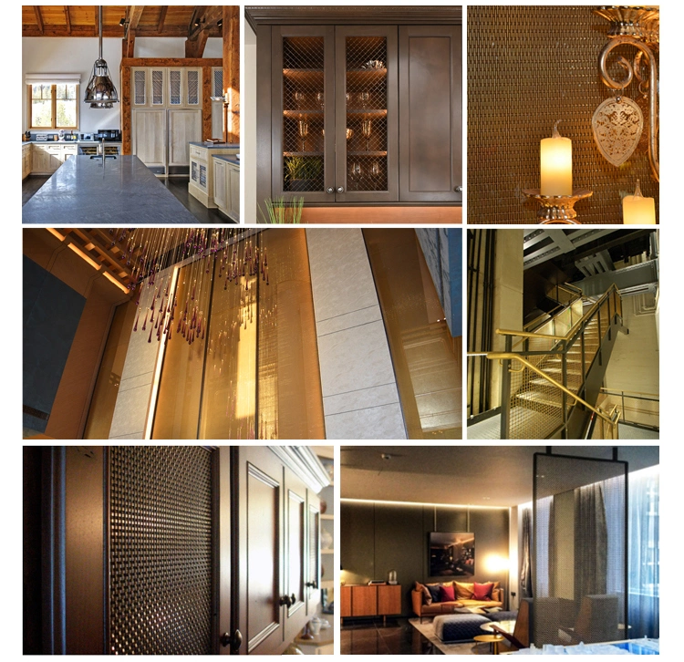 फर्नीचर अलमारियों के लिए सजावटी धातु क्रिम्प्ड स्टेनलेस स्टील फ्लैट वायर स्क्रीन मेश 2