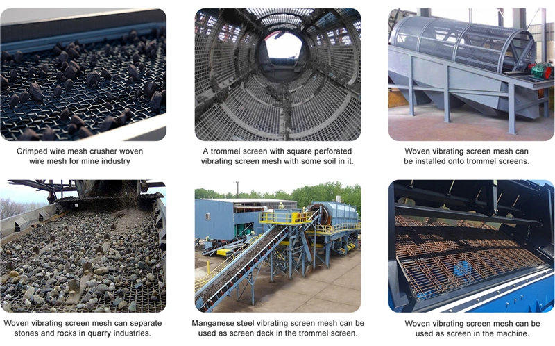 उच्च तन्यता 65 Mn क्वारी रॉक क्रशर वाइब्रेटिंग के लिए क्रिमड वायर बुना स्क्रीन जाल 6