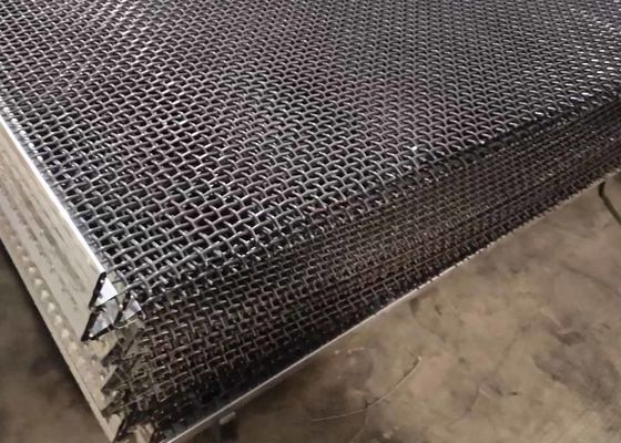 एसएस 201 लॉक क्रिम्प्ड वाइब्रेटिंग स्क्रीन वायर मेष आकार 1.5m X 1.95m