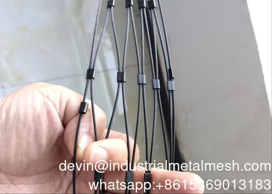 कस्टम फेरूल टाइप इनॉक्स 316 वायर रोप नेट फ्लेक्सिबल स्टेनलेस स्टील केबल वेबनेट एक्स टेंड मेश