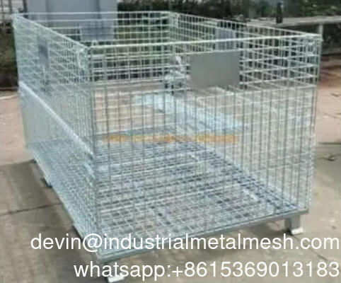 Foldable Stackable Steel Wire Mesh Container for Garage Storage