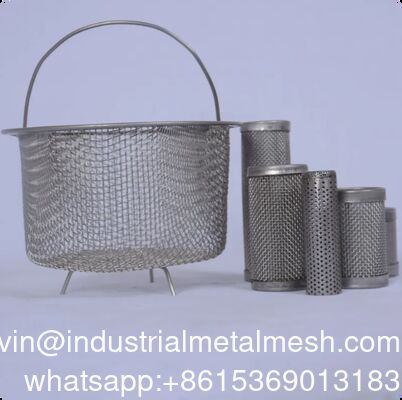 कस्टम 304 316 316L स्टेनलेस स्टील वायर मेश फ़िल्टर बास्केट लिक्विड फिल्ट्रेशन के लिए हटाने योग्य टैंक इंसर्ट