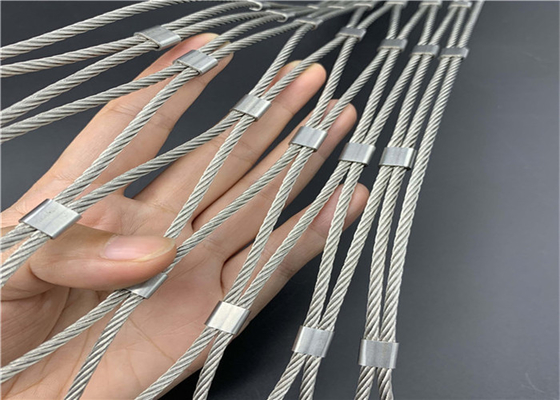 Ss316l 1-6mm 20x20mm स्टेनलेस स्टील नॉटेड रोप मेश