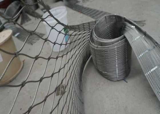 सीढ़ी के लिए फेरूल के साथ 7x19 स्टेनलेस स्टील वायर रस्सी मेष नेट